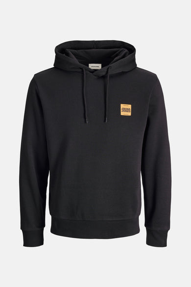 Gilet noir avec capuche d'ORIGINALS par JACK & JONES, avec cordon de serrage et logo carré sur la poitrine.