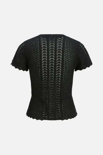 Gilet noir JJXX, avec motif ajouré et manches courtes, dos.