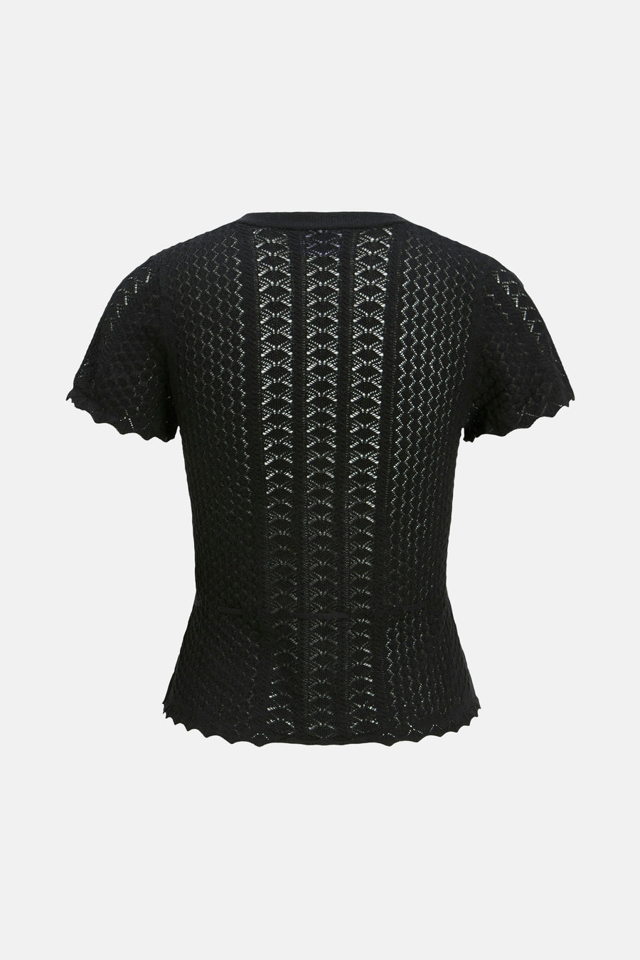 Gilet noir JJXX, avec motif ajouré et manches courtes, dos.