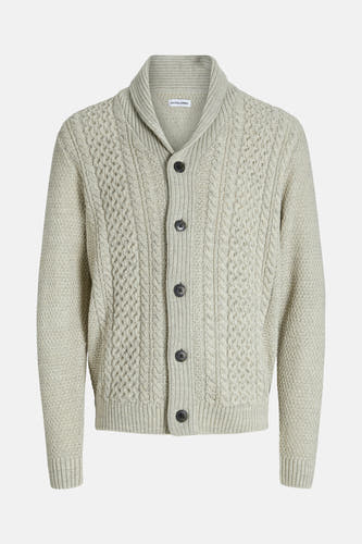 Gilet beige de PREMIUM BLUE par JACK & JONES, avec motif côtelé et fermeture à boutons.