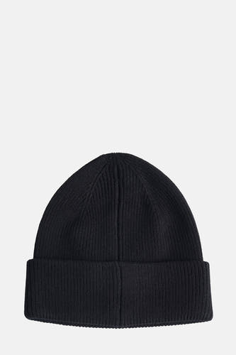 Zwarte muts van ACCESSORIES BY JACK & JONES, met een geribbelde textuur en een effen ontwerp.