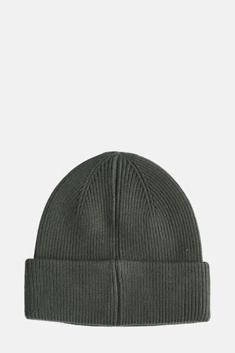 Groene muts van ACCESSORIES BY JACK & JONES, met een geribbelde textuur en een omslag.