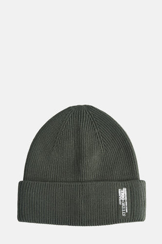Casquette verte d'ACCESSORIES BY JACK & JONES avec des côtes et un étiquette sur l'envers.