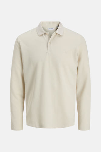 Veste V-halstrui beige de PREMIUM BLUE par JACK & JONES, avec des manches longues et une subtile texture à carreaux.