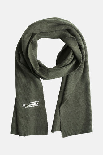 Manteau d'hiver vert par ACCESSORIES BY JACK & JONES, avec structure en côtes et logo imprimé.
