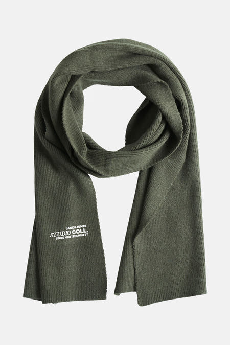 Manteau d'hiver vert par ACCESSORIES BY JACK & JONES, avec structure en côtes et logo imprimé.