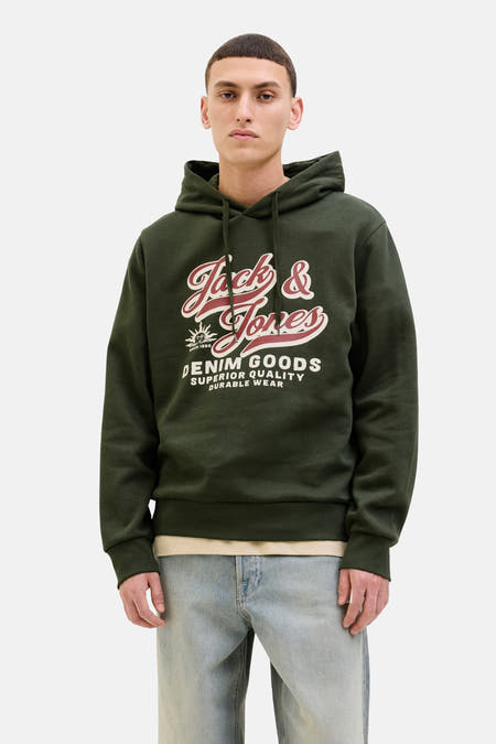 Pull-over vert de cap d'ORIGINALS BY JACK & JONES, avec une impression du logo.