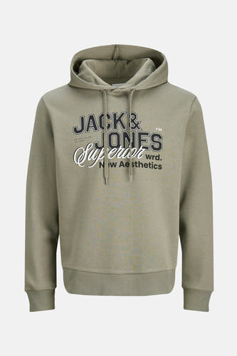 Sweater vert de capuche d'ORIGINALS par JACK & JONES, avec un logo sur la poitrine.