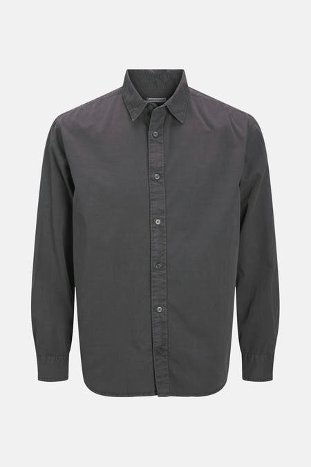 Chemise grise à manches longues d'ORIGINALS BY JACK & JONES, tissu lisse et col boutonné.