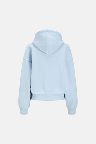 Sweatshirt à capuche bleu de JJXX, vu de dos, avec manches longues et poignets côtelés.