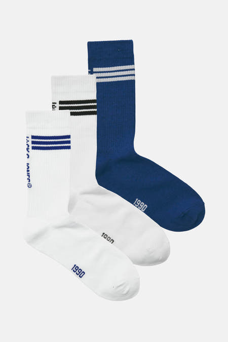 Chaussettes multicolores d'ACCESSORIES BY JACK & JONES avec des rayures et l'année 1990.