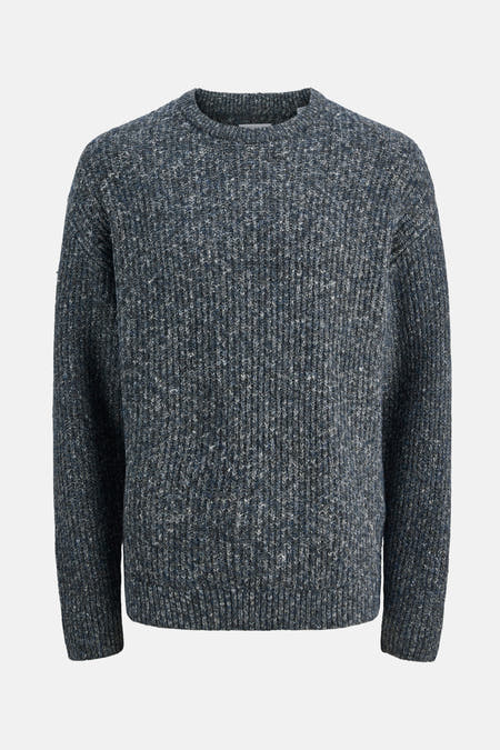 T-shirt bleu avec col rond de PREMIUM BLUE par JACK & JONES, en tissu côtelé.