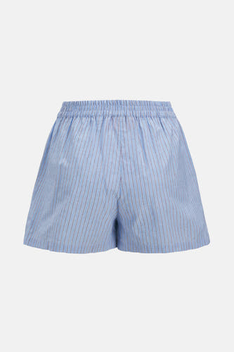 Short bleu à rayures de JJXX, avec une ceinture élastique et des rayures verticales.