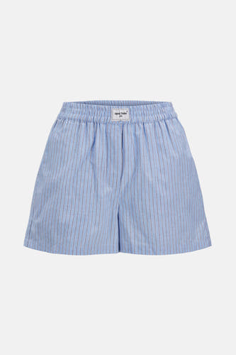 Short bleu de JJXX, avec un motif à rayures et une ceinture élastique.