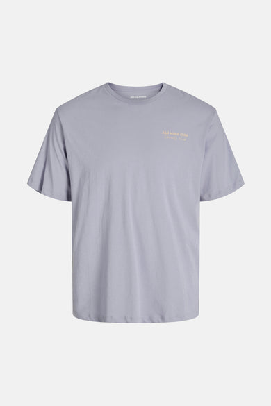 T-shirt bleu marine à manches courtes d'ORIGINALS BY JACK & JONES, avec un grand motif logo beige.