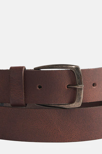 Ceinture brune d'ACCESSORIES BY JACK & JONES, avec une boucle de métal oxydé et une subtile texture.