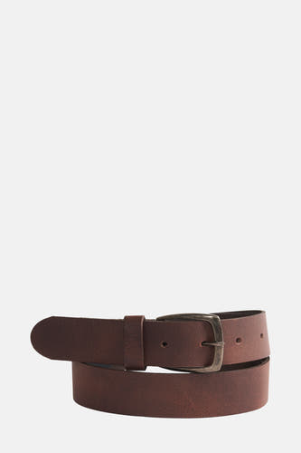 Ceinture brunie d'ACCESSORIES BY JACK & JONES, avec une boucle métallique dans un aspect vieilli.