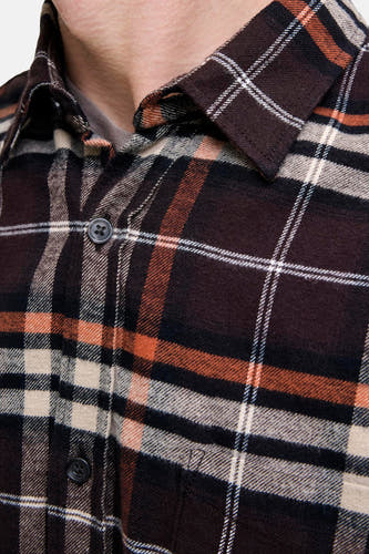 Chemise brune à longues manches d'ORIGINALS BY JACK & JONES, avec un motif rayé et une fermeture à boutons.
