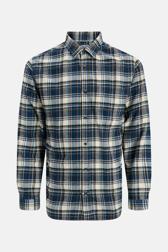 Chemise bleue à manches longues d'ORIGINALS BY JACK & JONES, avec un motif de carreaux.