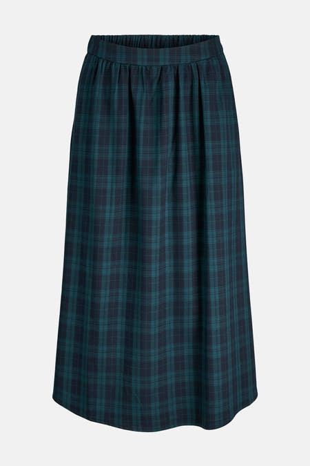 Robe bleue de JJXX, avec un motif à carreaux et une ceinture élastique.