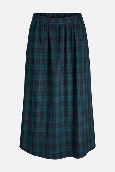 Robe bleue de JJXX, avec un motif à carreaux et une ceinture élastique.