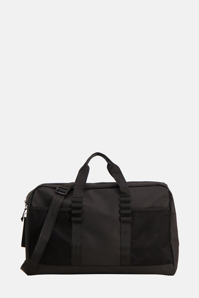 Sac à dos noir d'ACCESSORIES BY JACK & JONES, avec des détails en mesh et des bretelles.
