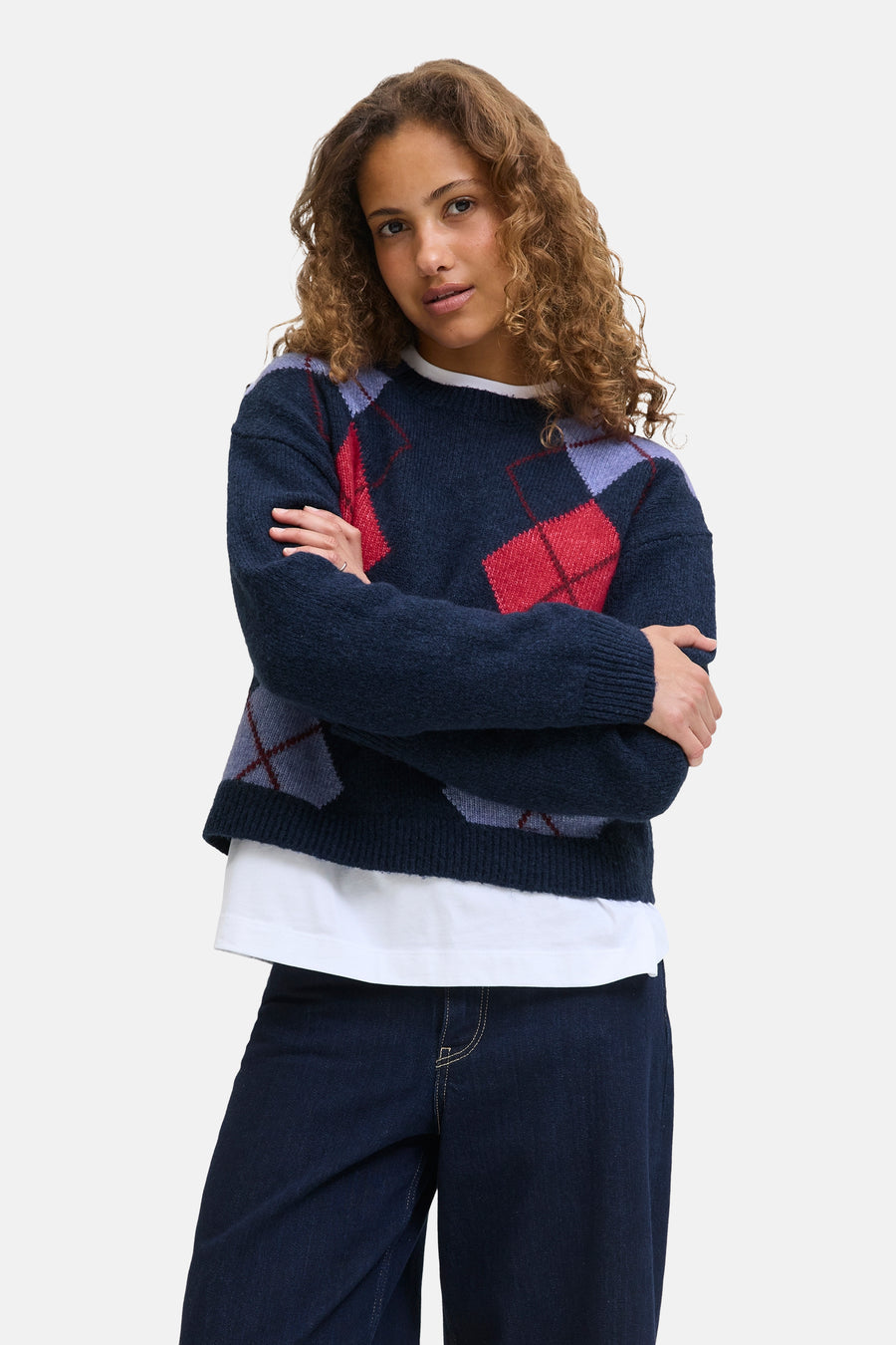 Pull à col rond - bleu - JJXX