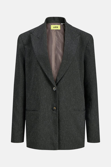 Blazer gris de JJXX avec longues manches, col revers et deux boutons.