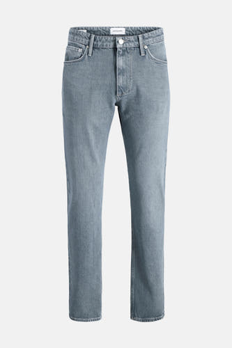 Jean tapered légèrement gris clair de JACK & JONES, avec un lavage subtil et une texture denim classique.