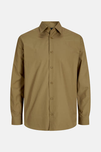 Chemise brune à manches longues de PREMIUM by JACK & JONES, avec fermeture à boutons et col classique.
