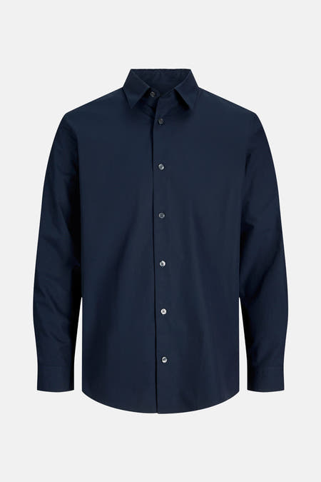 Chemise bleue à manches longues de PREMIUM by JACK & JONES, avec col classique et fermeture à boutons.