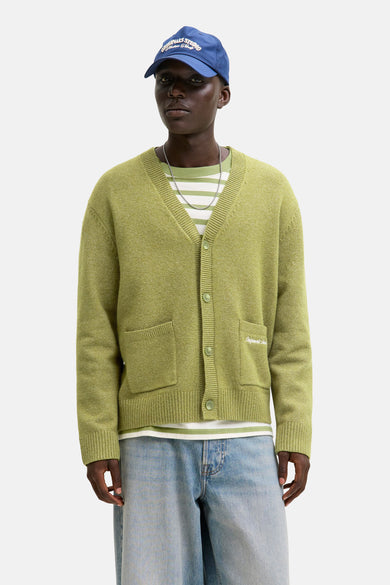 Gilet vert de ORIGINALS BY JACK & JONES, avec un col V, une fermeture à boutons, des poches et un logo subtil sur la poitrine.