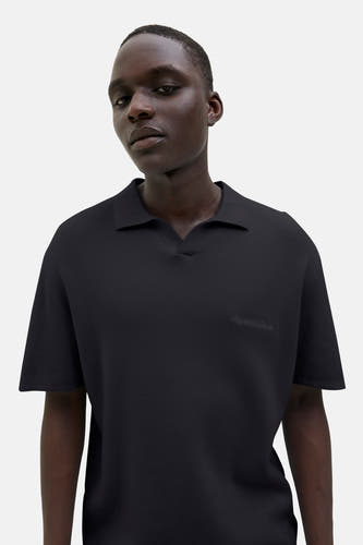 Sweat-shirt noir d'ORIGINALS BY JACK & JONES, à manches courtes et col polo.
