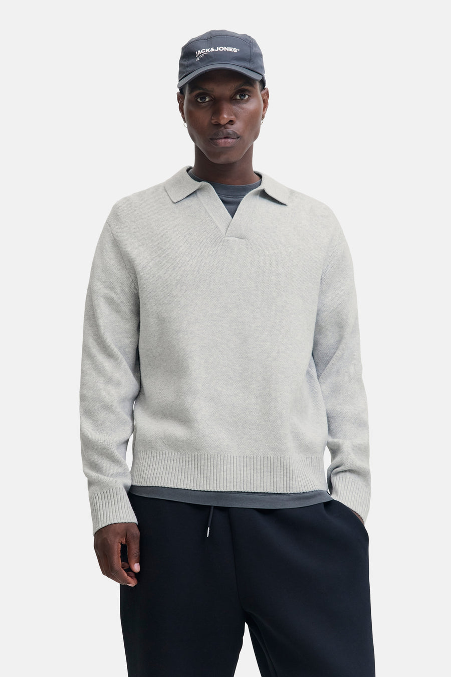 Pull à col en V - gris - CORE BY JACK & JONES