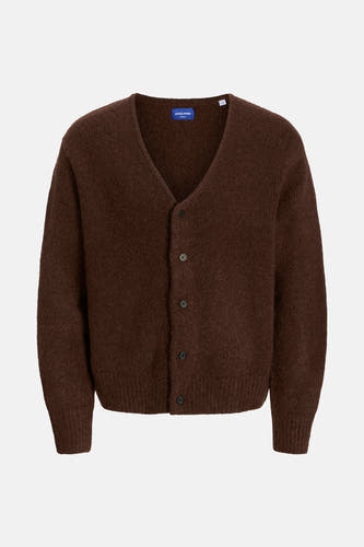 Veste brune d'ORIGINALS BY JACK & JONES, avec fermeture à boutons et un col V.