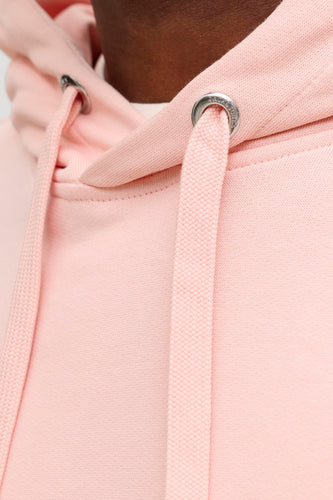 Lichtroze hoodie met merknaam.