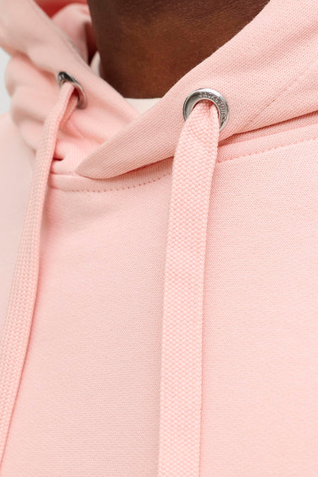 Lichtroze hoodie met merknaam.