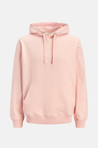 Roze hoodie met capuchon en zak.
