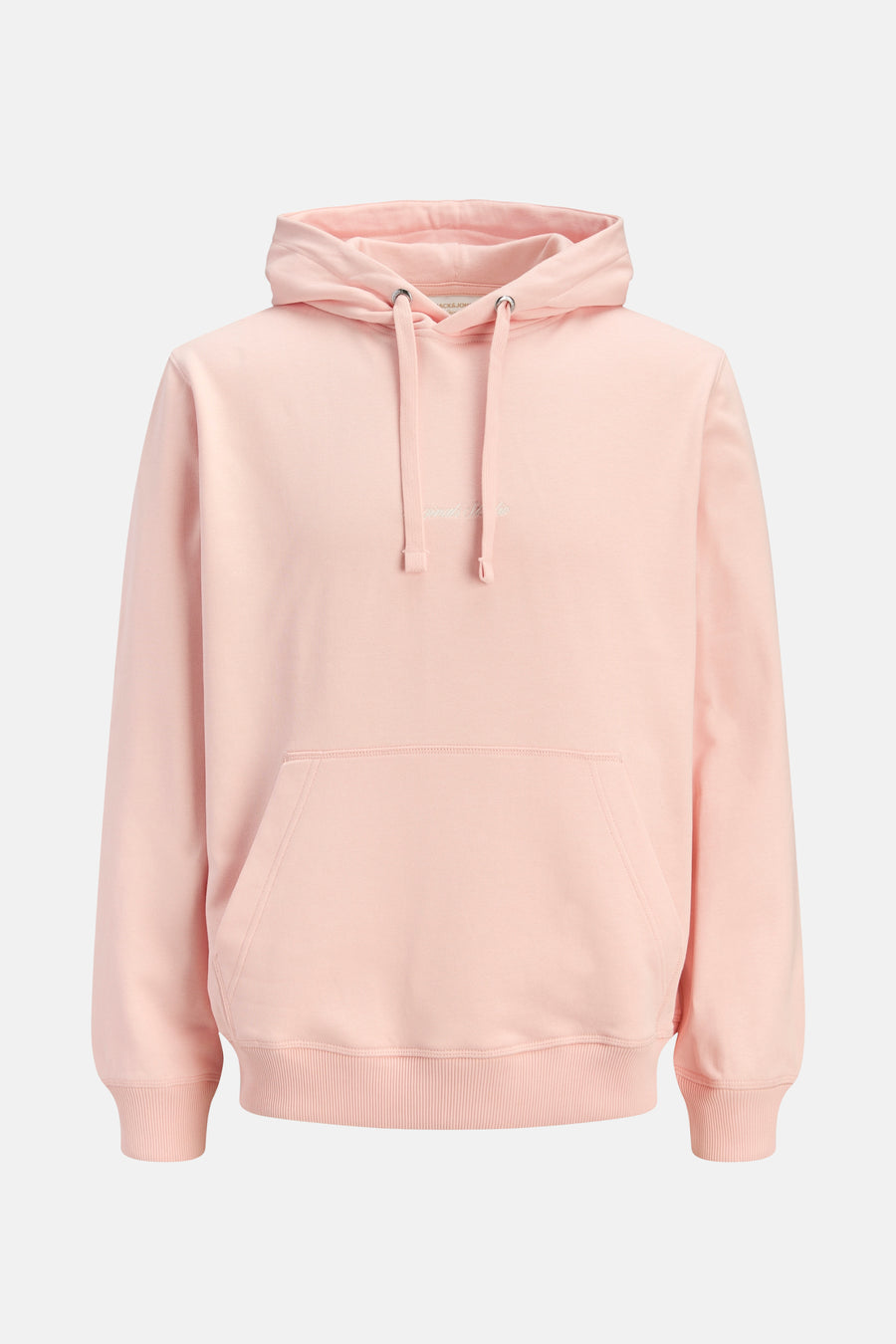 Roze hoodie met capuchon en zak.
