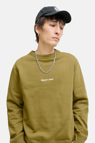 Pull-over vert vert d ORIGINALS BY JACK & JONES, avec col rond et chaîne argentée.