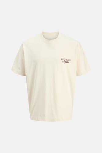 T-shirt écru à manches courtes de ORIGINALS BY JACK & JONES, avec petit logo sur la poitrine.