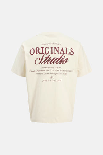 T-shirt à manches courtes de couleur écru de ORIGINALS BY JACK & JONES, avec imprimé au dos.