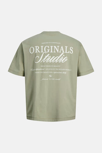 T-shirt vert à manches courtes ORIGINALS BY JACK & JONES, avec imprimé texte blanc au dos.