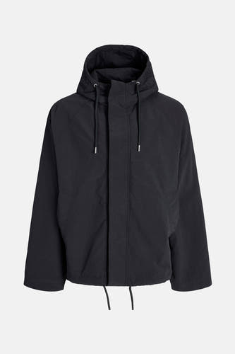 Manteau court noir d'ORIGINALS BY JACK & JONES, avec capuche et cordons.