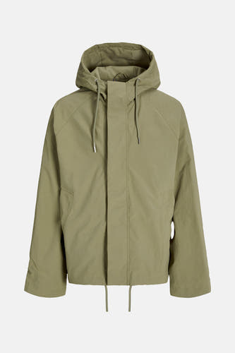 Manteau court vert d'ORIGINALS BY JACK & JONES, avec capuche et détails de cordon.