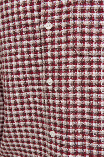 T-shirt rouge à longues manches d'ORIGINALS BY JACK & JONES, avec un motif à carreaux et une fermeture à boutons.