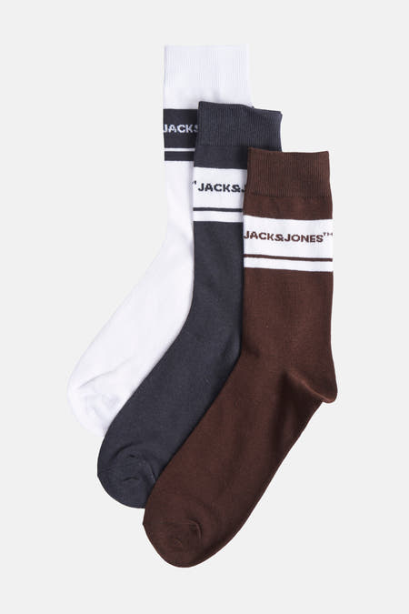 Chaussettes multicolores d'ACCESSORIES BY JACK & JONES, avec une bande blanche et le nom de la marque.