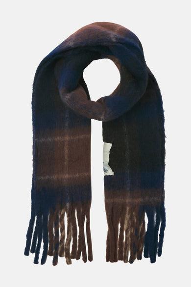 Écharpe d'hiver multicolore d'ACCESSORIES BY JACK & JONES, pliée avec des franges.