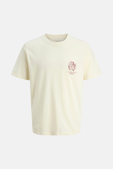 T-shirt beige à manches courtes d'ORIGINALS par JACK & JONES, avec une impression sur le dos.