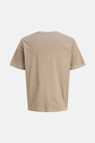 T-shirt beige à manches courtes d'ORIGINALS BY JACK & JONES, design uni sur un fond blanc.